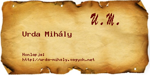 Urda Mihály névjegykártya